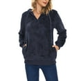 thumbnail image 1 of Spencer Womens Faux Sherpa Fuzzy Fleece Sweatshirt Loose Winter Warm Pullover Half Zip Oversized Hoodies with Pockets, Size M-3XL, 1 of 10