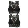 thumbnail image 1 of Spencer Womens Floral Lace Bralette Vest Crop Tops Wireless Bra No Padded Breathable Sexy Racerback Bra (L/XL, Black), 1 of 8