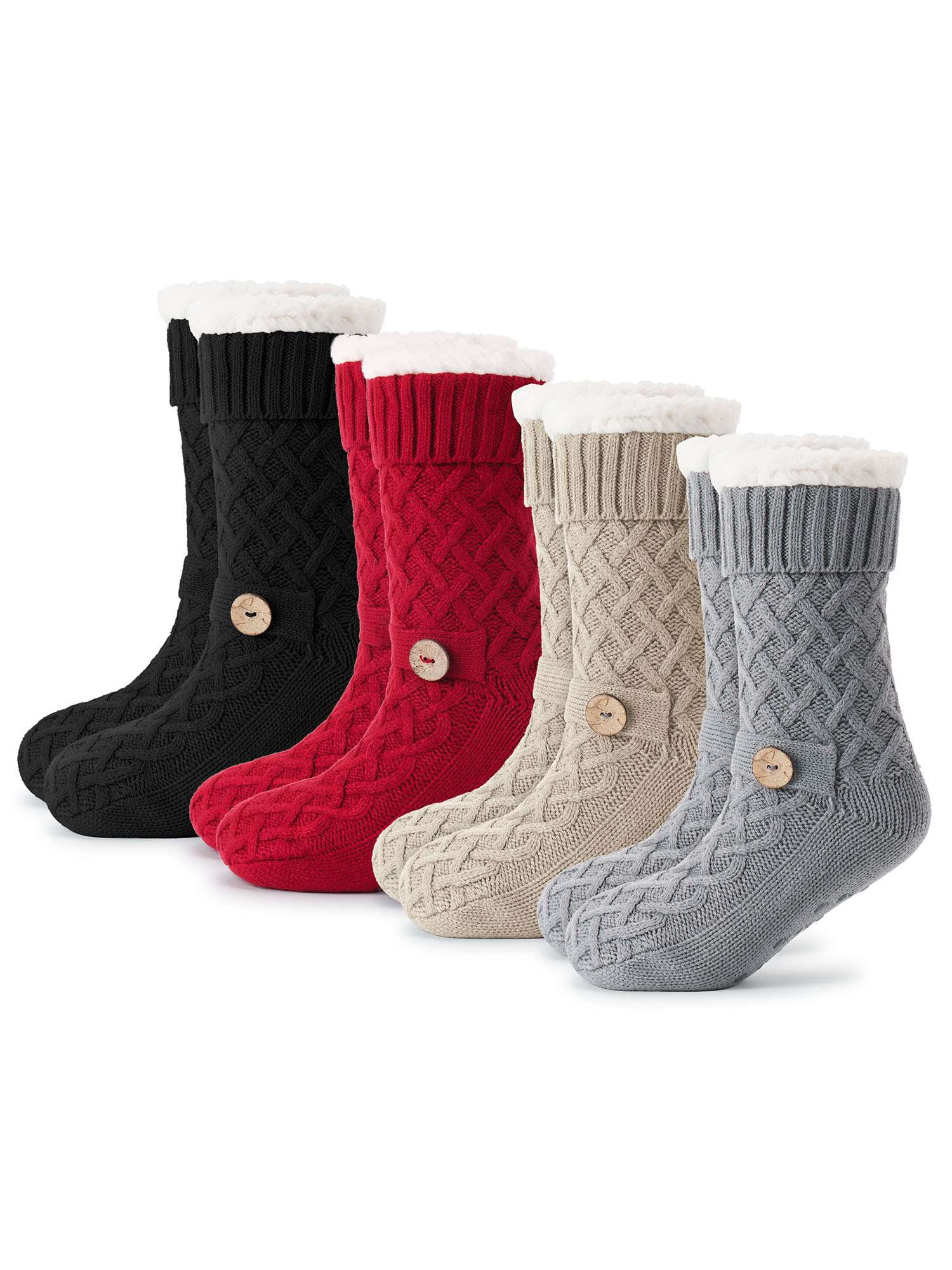 Spencer Womens Fuzzy Socks Thick Knit Winter Sherpa Fleece Slipper