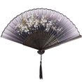 thumbnail image 1 of Spencer Womens Handheld Folding Fan, Line Dancing Fans, Floral Pattern Hand Held Fans Silk Fans with Tassel for Dancing Decorations Gift, 1 of 9