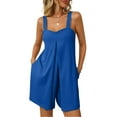 thumbnail image 1 of Spencer Womens Jumpsuits Summer Casual Sleeveless Romper Loose Spaghetti Strap Overalls Shorts Jumpsuit with Pockets (M, Blue), 1 of 10