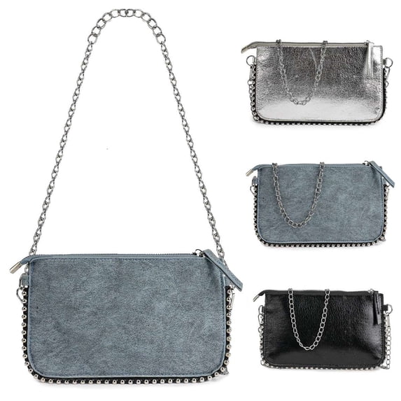 Spencer Womens Mini Crossbody Bags Cell Phone Pouch Purse Fashion Shoulder Bag Wallet Pouch Ladies Clutch Handbag, Silver