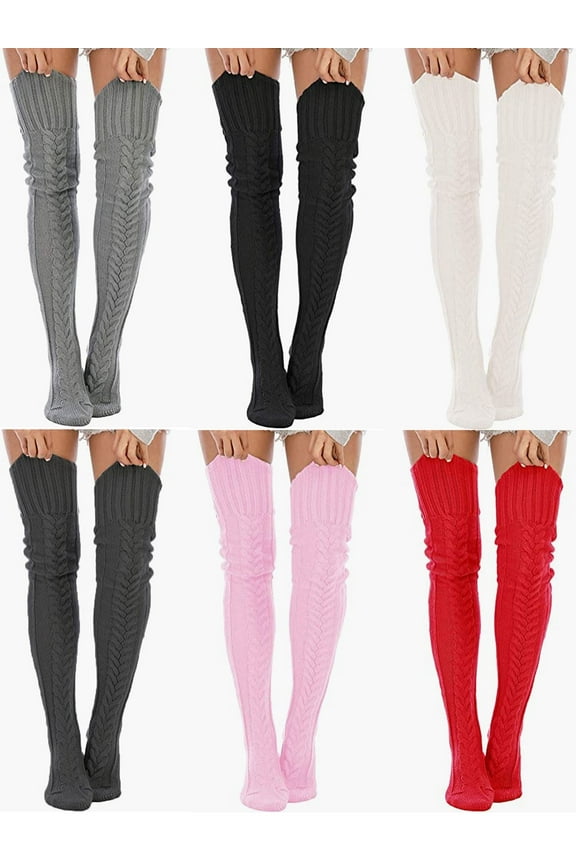 Womens Over the Knee High Socks Extra Long Thigh High Socks Warm Stocking Lady Boot Socks Leg Warmers "Deep Gray"