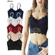 Spencer Womens Sexy Lace Backless Bralette Bra Vest Crochet Tank Camisole Padded Bra Crop Top Lingerie