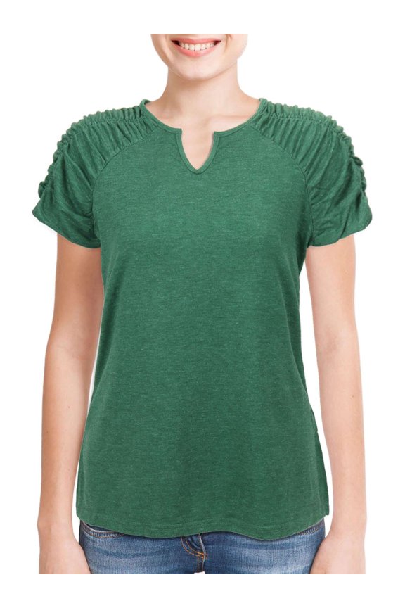 Womens Summer Tops Casual V Neck T Shirts Short Sleeve Shirts Loose Blouse Flowy Tops Plus Size Tee "S,Green"