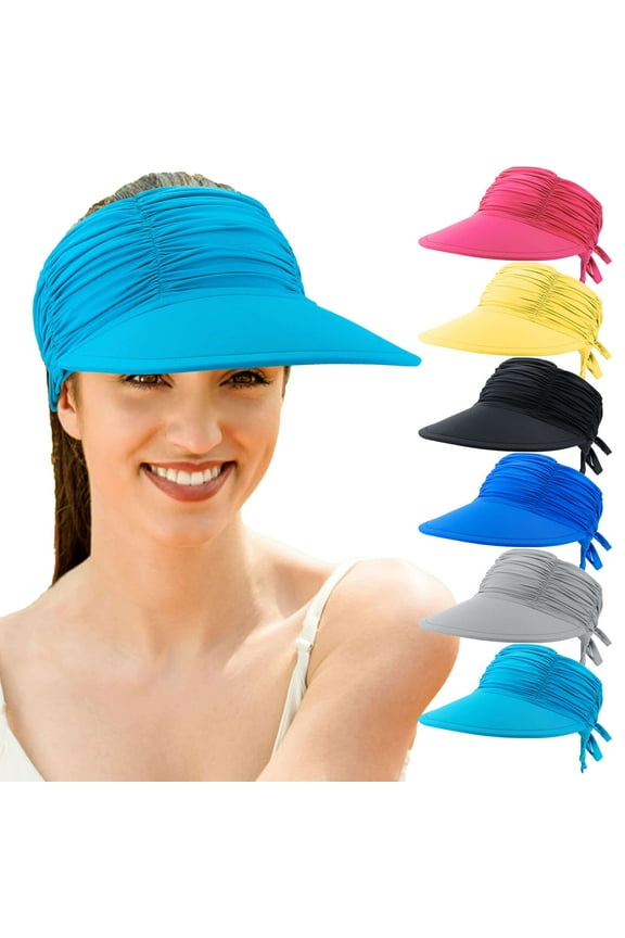 Womens Sun Visor Hats Wide Brim Beach Hats UV Protection Outdoor Sports Traveling Hiking Fishing Caps, Yellow