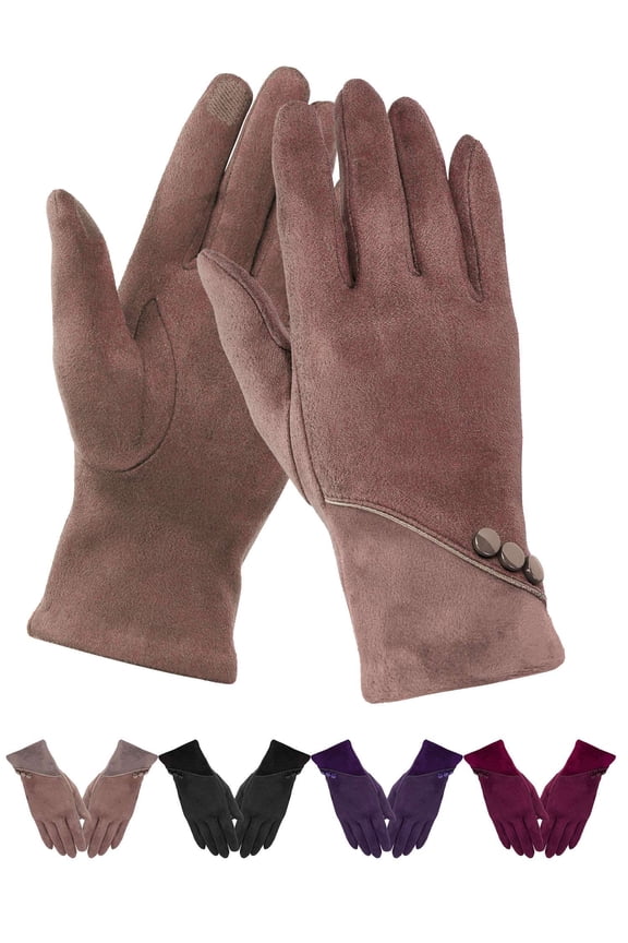 Womens Touchscreen Gloves, Winter Warm Thermal Soft Lining Suede Texting Gloves Windproof for Cold Weather, Black