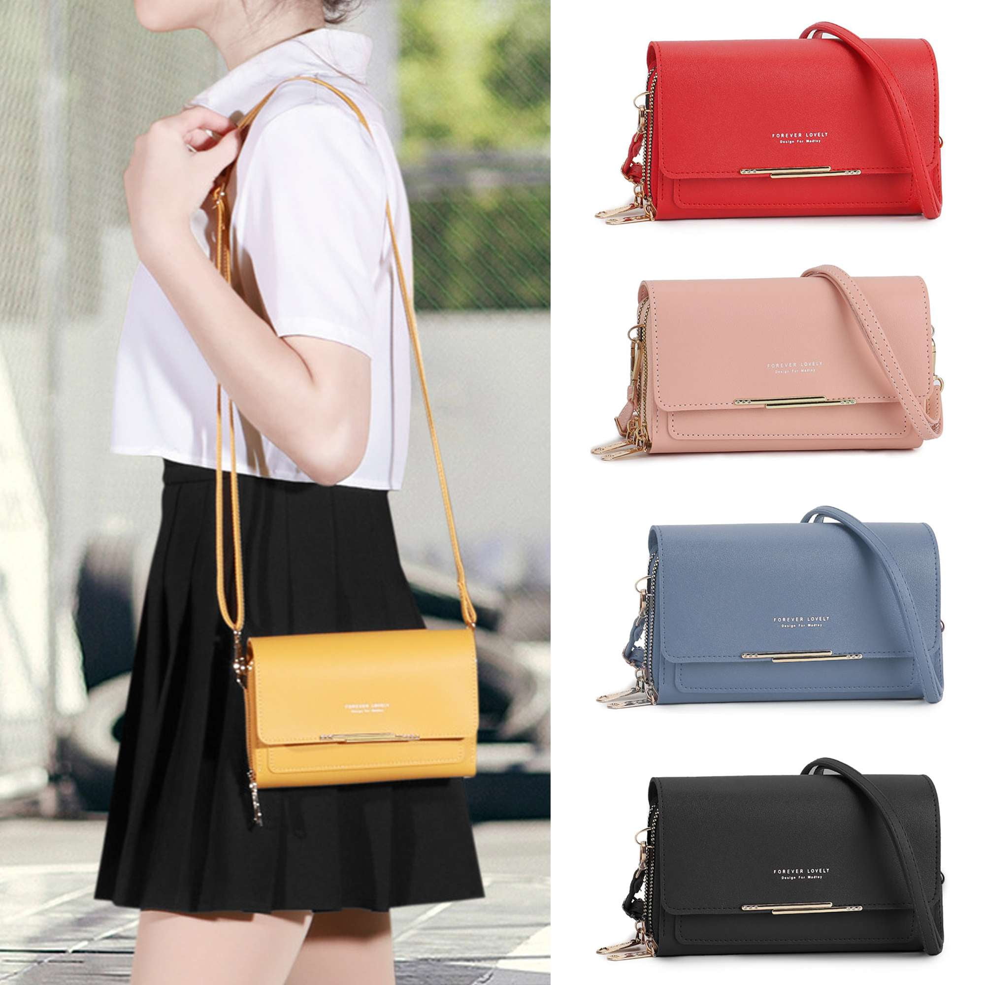 Women's Lightweight Mini Crossbody Phone Bag - Retro Lychee Grain Leather, Vertical Design, Adjustable Strap (7.1x5.9x2.8 In) - View #10
