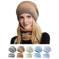thumbnail image 1 of Spencer Womens Winter Beanie Hat Fleece Lined Hat Scarf Set Knitted Ski Skull Cap Neck Warmer Earflap Hats "Gray", 1 of 8