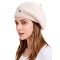 thumbnail image 1 of Spencer Womens Winter Beanie Hat Warm Knitted Slouchy Beret Hat French Style Beanies Cap for Women, White, 1 of 9