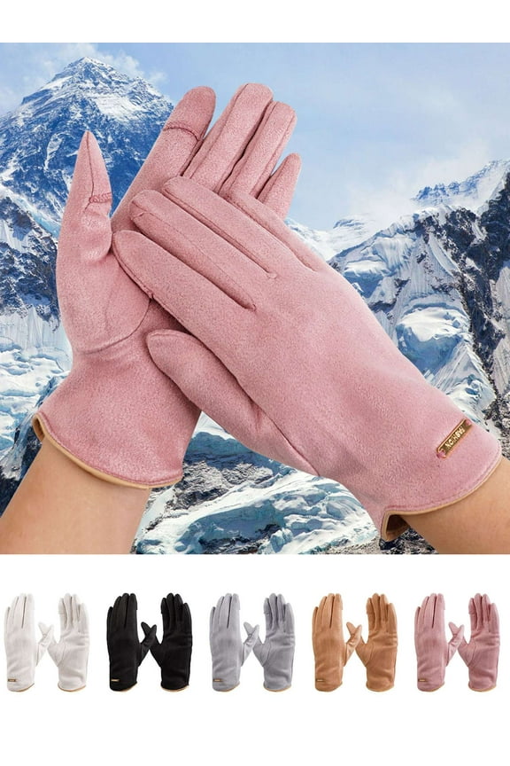 Womens Winter Warm Gloves with Touch Screen Texting Fingers, Fleece Lined Windproof Thermal Gloves, Gray