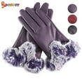thumbnail image 1 of Spencer Womens Winter Warm Leather Gloves Touchscreen Texting Gloves PU Thermal Lining Plush Cuff Driving Gloves "Purple", 1 of 8