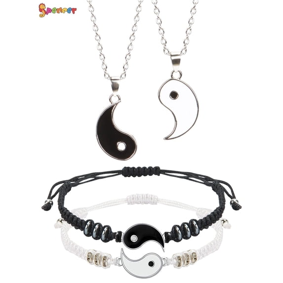 Spencer Yinyang Couples Pendant Necklace Chain for Women Men Personalized Matching Puzzle Diagrams Necklaces
