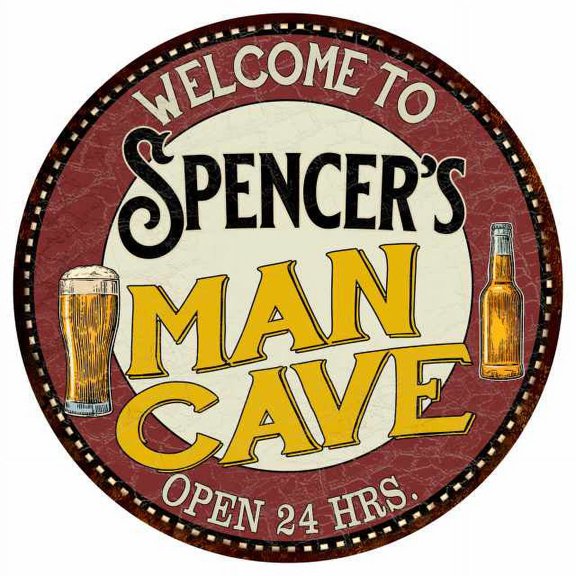 Spencer's Man Cave 14" Round Metal Sign Kitchen Bar Wall Decor 100140035442
