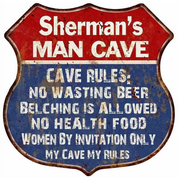 Spencer's Man Cave Rules Sign Shield Metal Gift 211110023443