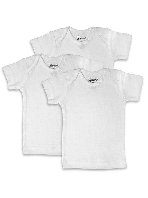 Spencers 150-3-12 6 Piece White Lap Shoulder Shirts - 9-12 Months