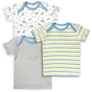 Spencers 152B-3-24 3 Piece Blue, White, Grey & Yellow Boys T Shirt Set, Planes & Stripes Prints - 24 Months