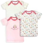 Spencers 152G-3-9 3 Piece Pink & White Girls T Shirt Set, Birdies & Stripe Prints - 6-9 Months