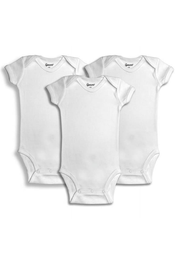 Spencers 520-3-3 3 Piece White Bodysuits, 0-3 Months