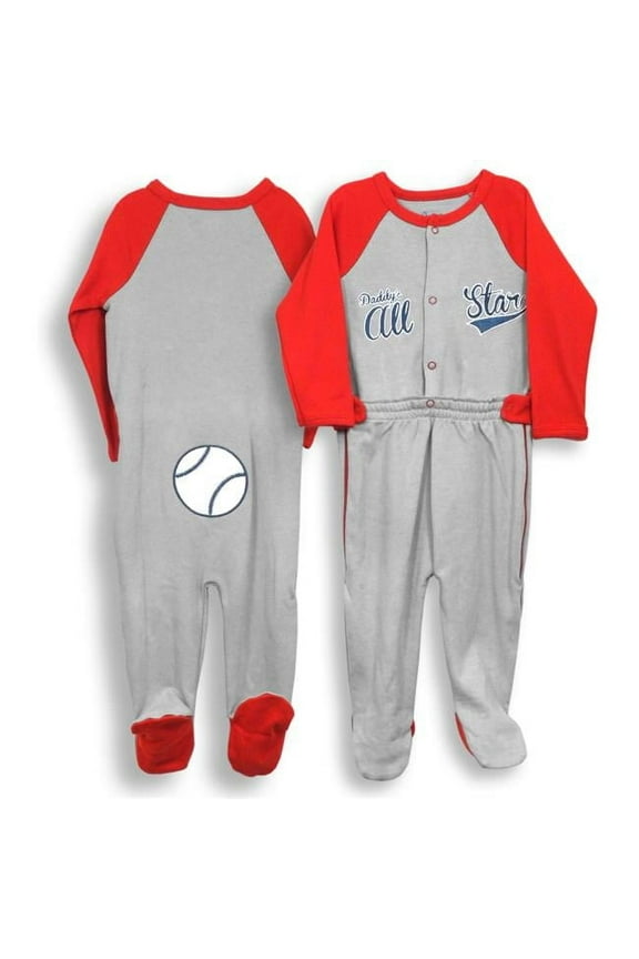 Spencers 9-12 Months Zip Leg Sleeper - Daddys All Star - Baseball, Red