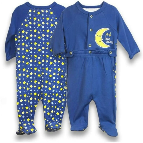 Spencers H73111-3 0-3 Months Zip Leg Sleeper - Sweet Dreams - Moon & Stars