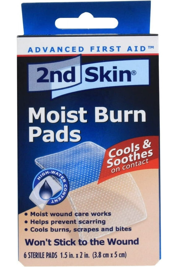 2nd Skin Moist Burn Pads, Small (1.5 x 2 Inches), 6-Count