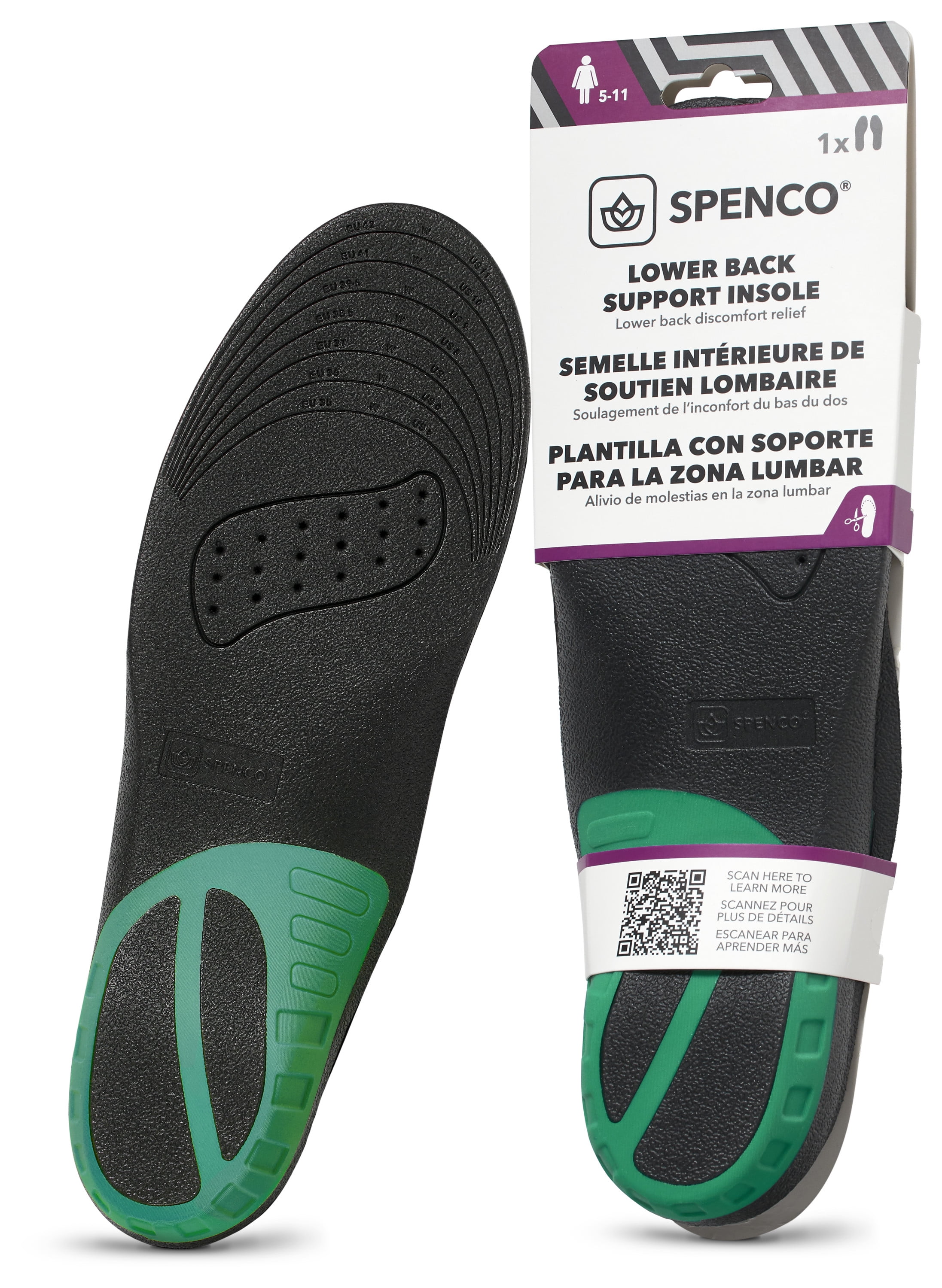 Spenco Lower Back Support Insole Trim-to-Fit Women's 5-11 - Walmart.com