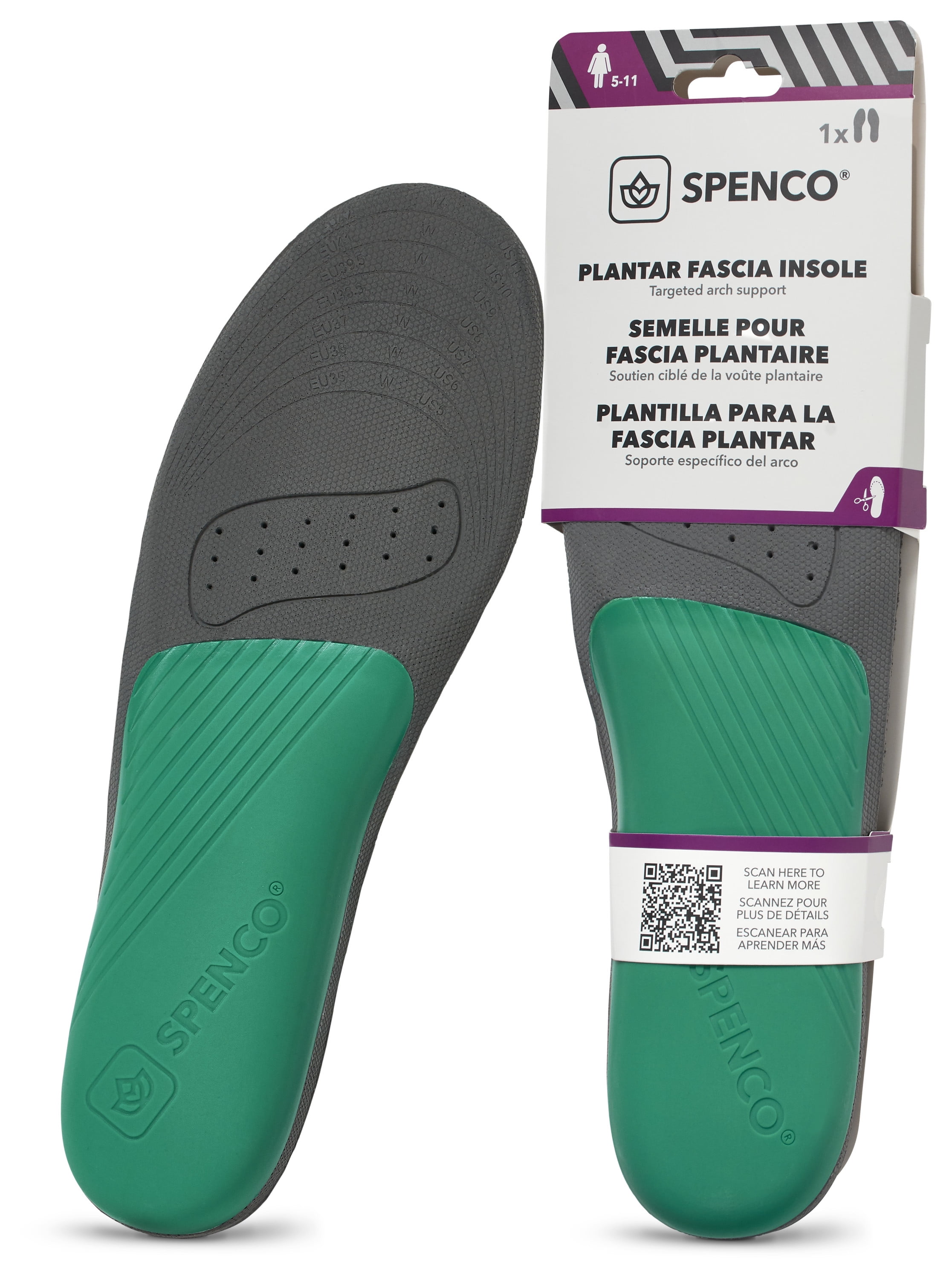 Spenco Plantar Fascia Insole Trim to Fit Women s 5 11