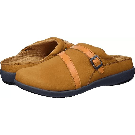 Spenco Sydney Slide Nubuck Leather Orthotic Slip On Cognac US Women's Size 6