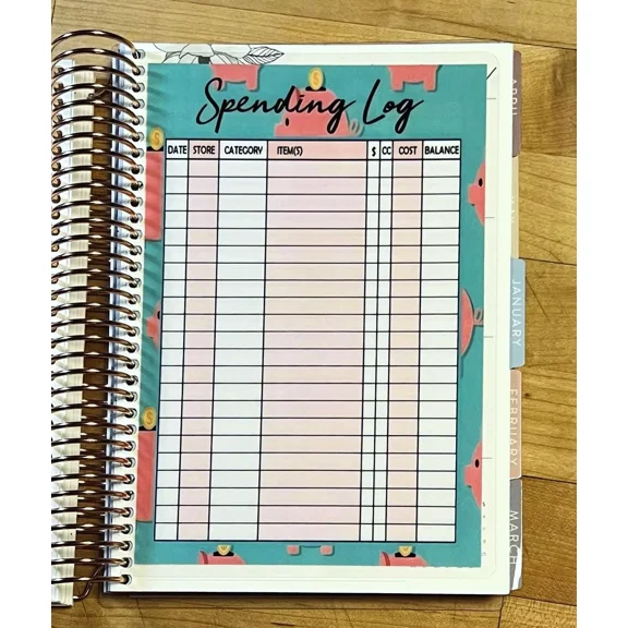Spending Log Dashboard 4 Use With Erincondren A5 Coil Spiral-