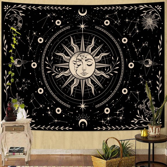 Spenlife Celestial Sun and Moon Tapestry Cosmic Tapestry for Bedroom Astral Tapestries Wall Hanging Bedroom Living Room Wall Art and Home Decor 70x90 Y101
