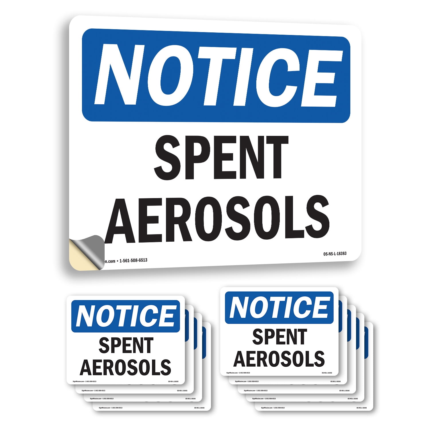 Spent Shot Labels Spent Aerosols OSHA Notice Vinyl Decal Label 18 Inch x 12 Inch - 10 ...