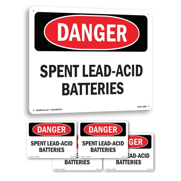 Spent Lead OSHA Danger Rigid Plastic Sign 14 Inch x 10 Inch - 5 Pack