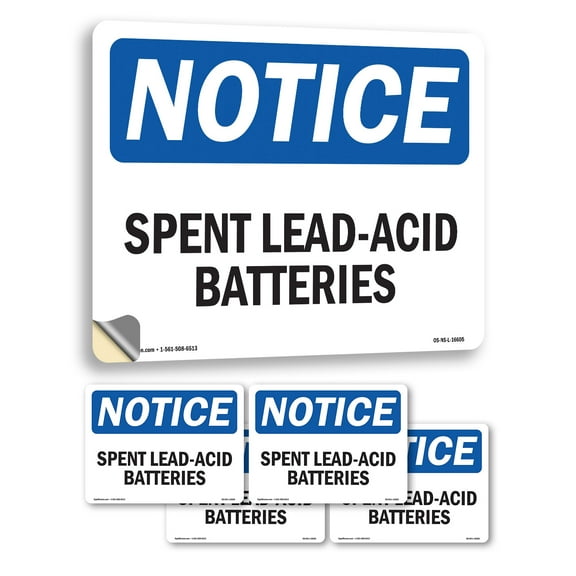 Spent Lead OSHA Notice Vinyl Decal Label 18 Inch x 12 Inch - 5 Pack