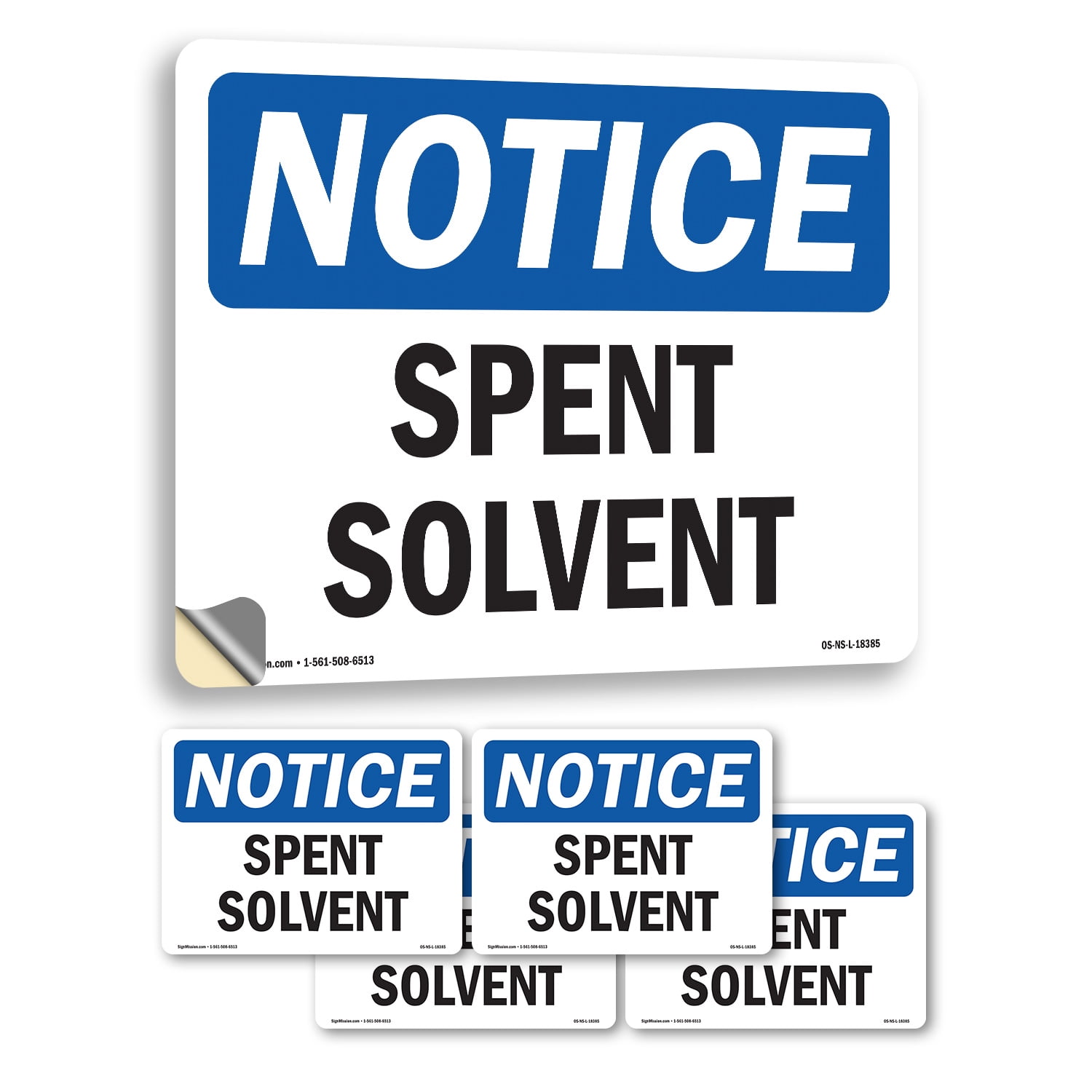 Spent Solvent OSHA Notice Vinyl Decal Label 24 Inch x 18 Inch - 5 Pack ...