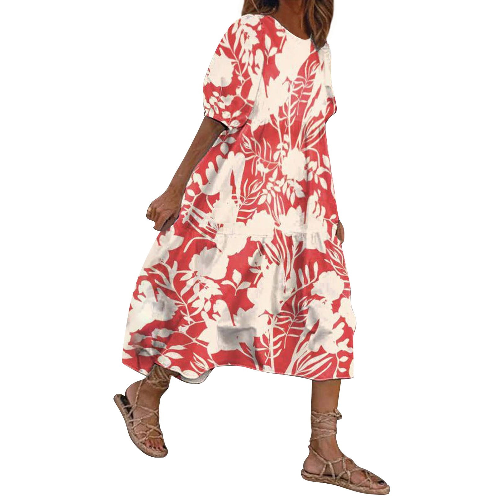 Spentoper Geometric Printed Bubble Sleeved Dress Street Oversized Women