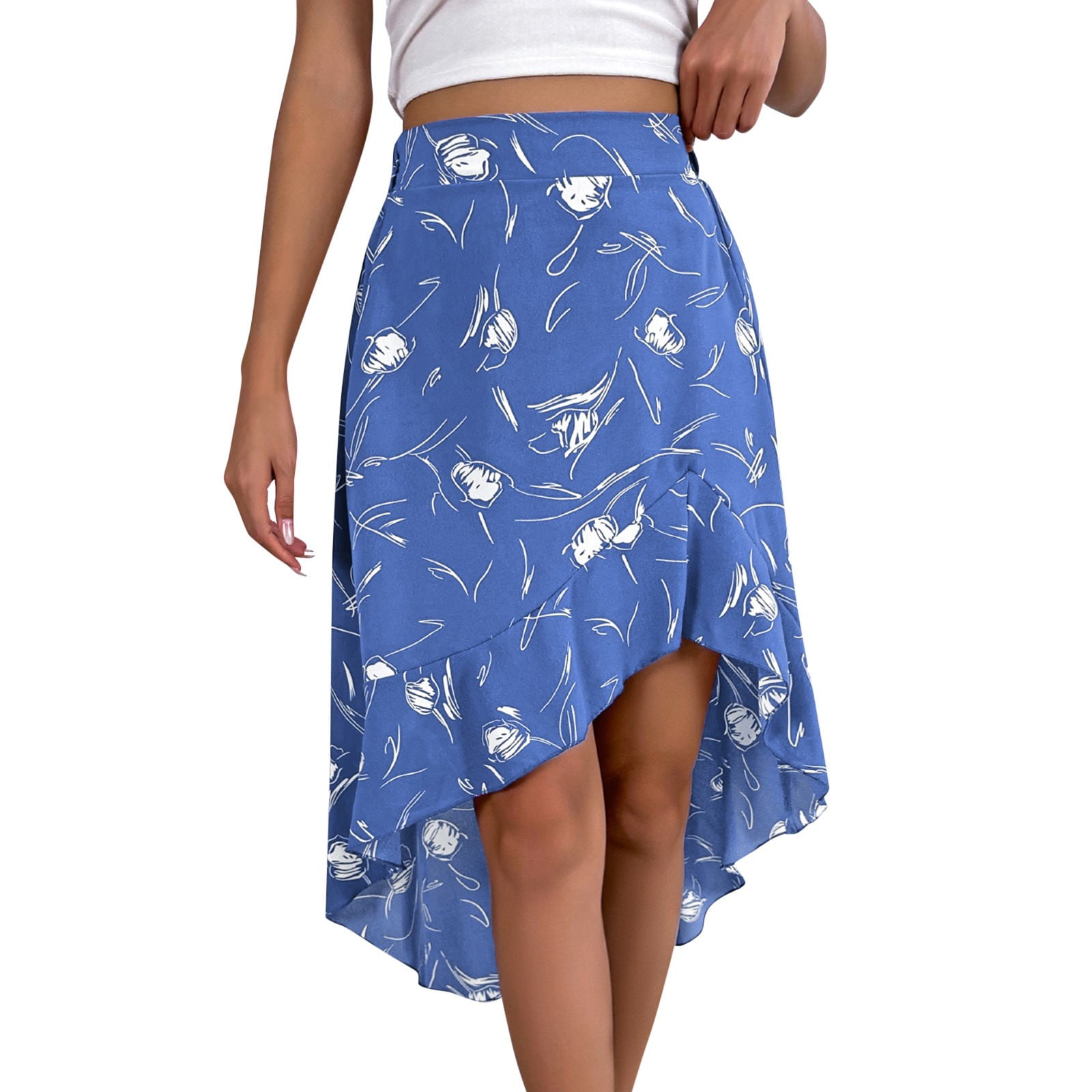 Light blue floral skirt hot sale