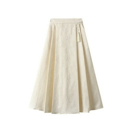 Women s Cotton A line Button Front High Waist Front Slit Knee Length Skirt Color Red Size 4XL Walmart