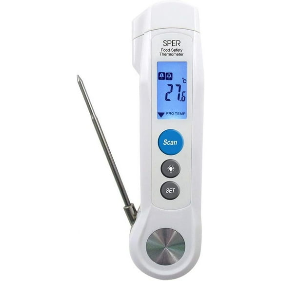 Sper Scientific Dual Function Infrared & Probe Food Safety Thermometer 800115 - Non-Contact Infrared Surface Temperature & Foldable Probe for Internal Temps - Fast &Accurate for Kitchens and Grilling