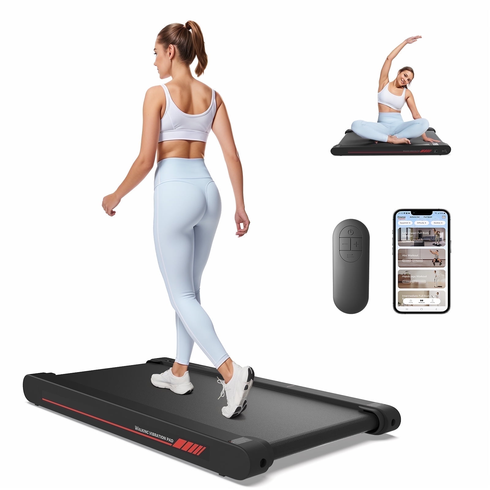Sperax Walking Pad Treadmill with APP,3 in 1 Portable Under Desk Treadmill,Walking Vibration Pad with Remote Control