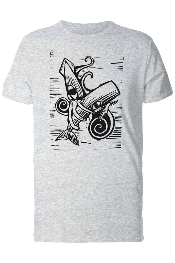 Sperm Whale Fighting Giant Squid T-Shirt Men -Image by Shutterstock, Male Large
