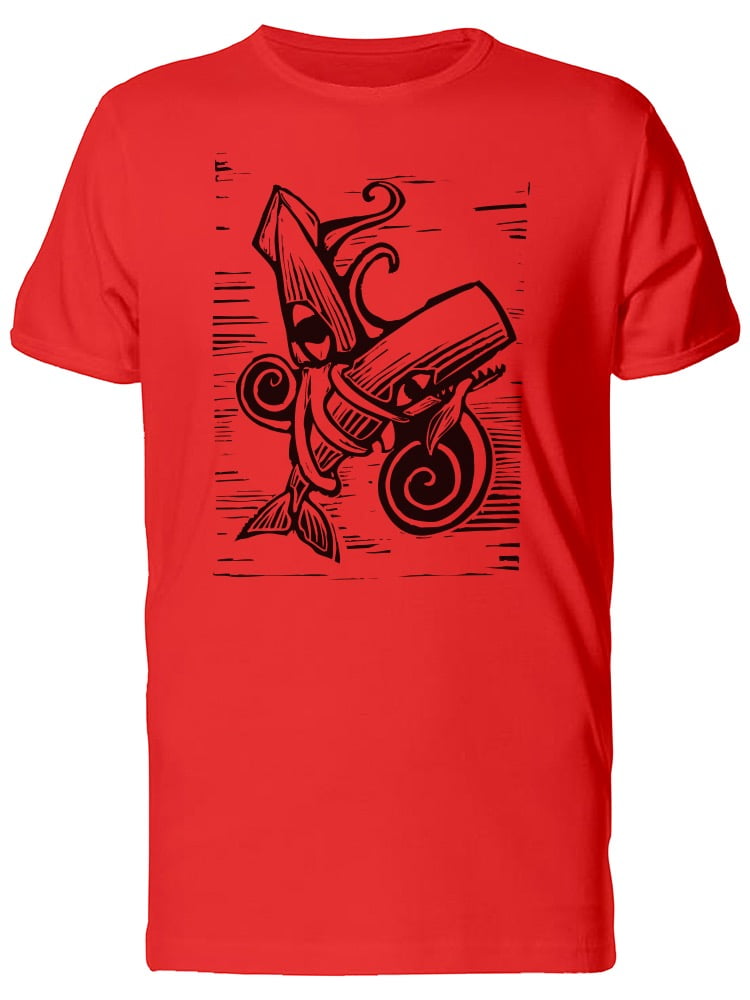 Sperm Whale Fighting Giant Squid T-Shirt Men -Image by