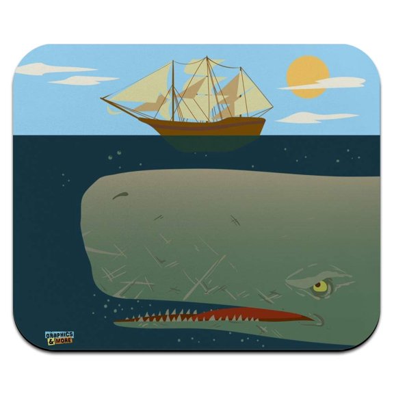 Sperm Whale Under Ship Low Profile Thin Mouse Pad Mousepad