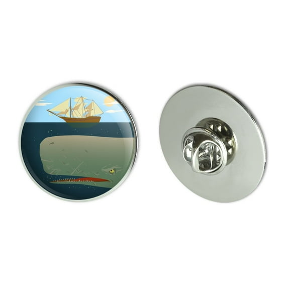 Sperm Whale Under Ship Metal 1.1" Tie Tack Hat Lapel Pin Pinback