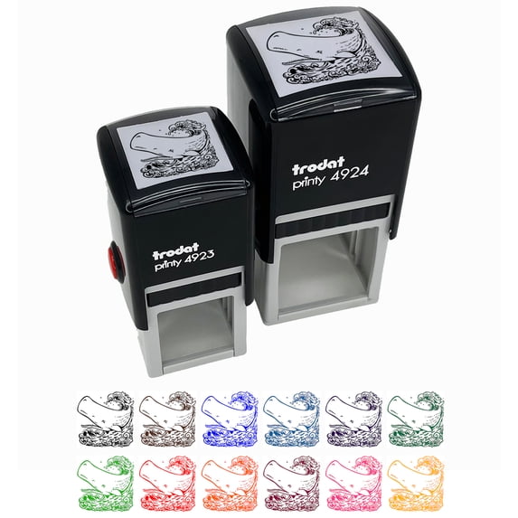 Sperm Whale on Ocean Waves Self-Inking Rubber Stamp Ink Stamper - Red Ink - Large 1-1/2 Inch