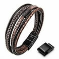 thumbnail image 1 of Speroto Mens Bracelet, Adjustable Mens Leather Bracelet with Stainless Steel Clasp, Multi-Layer Braided Genuine Leather Bracelet for Men and Women, 1 of 6