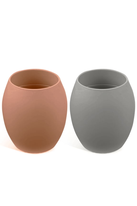 Baby Cups Silicone Toddler Open Training Cups 3 Months+ (3 OZ) (Sunrise / Cool Gray)