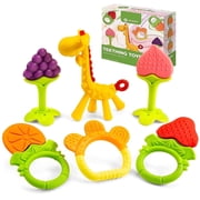 Sperric Teethers for Babies 0-6 Months - Newborn Infant Baby Chew Teething Toys - Freezer Safe Silicone Baby Teether - Fruits & Animal