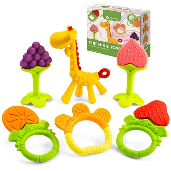 Sperric Baby Teething Toys Teethers For Babies 6 - 12 Months (6-Pack) Infant and Toddler Silicone Teethers Soothe Babies Gums