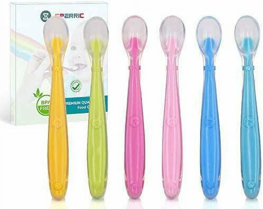 Sperric BPA Free Soft Silicone Baby Spoons, 6 Pack Training Feeding Set ...